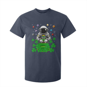 Funny St Patricks Day Astronaut T Shirt For Kid Outer Space Leprechaun TS02 Navy Print Your Wear