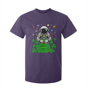 Funny St Patricks Day Astronaut T Shirt For Kid Outer Space Leprechaun TS02 Purple Print Your Wear