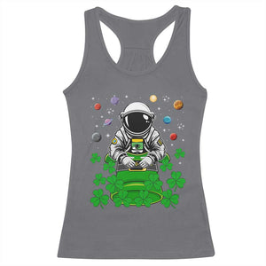 Funny St Patricks Day Astronaut Racerback Tank Top Outer Space Leprechaun TS02 Charcoal Print Your Wear