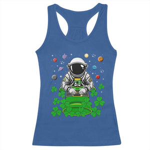 Funny St Patricks Day Astronaut Racerback Tank Top Outer Space Leprechaun TS02 Royal Blue Print Your Wear