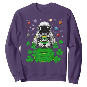 Funny St. Patricks Day Astronaut Sweatshirt Outer Space Leprechaun TS02 Purple Printyourwear
