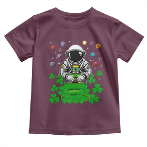Funny St Patricks Day Astronaut Toddler T Shirt Outer Space Leprechaun TS02 Maroon Print Your Wear