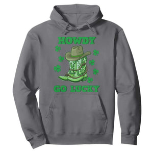 Funny St. Patricks Cowboy Hoodie Howdy Go Lucky Boots Retro Irish Western TS02 Charcoal Printyourwear