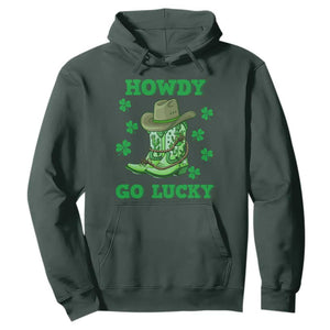 Funny St. Patricks Cowboy Hoodie Howdy Go Lucky Boots Retro Irish Western TS02 Dark Forest Green Printyourwear