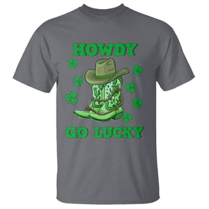 Funny St. Patricks Cowboy T Shirt Howdy Go Lucky Boots Retro Irish Western TS02 Charcoal Printyourwear