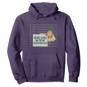 Funny St. Patricks Day Hoodie I'm Not Short I'm Leprechaun Sized Mugshot TS02 Purple Printyourwear