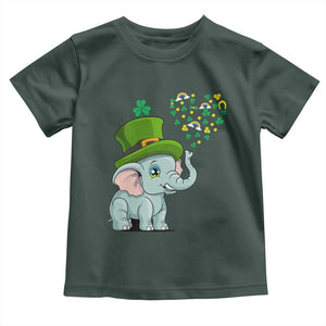 Cute Elephant St Patricks Day Toddler T Shirt for Boys Girls TS02 Dark Forest Green Print Your Wear