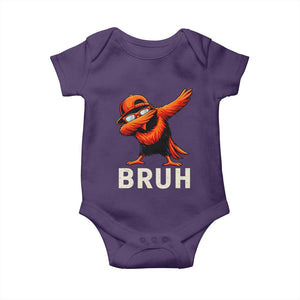 Funny Dabbing Oriole Bird Bruh Baby Onesie Cool Game Day Sports Fan TS02 Purple Print Your Wear