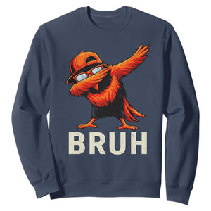 Funny Dabbing Oriole Bird Bruh Sweatshirt Cool Game Day Sports Fan TS02 Navy Print Your Wear