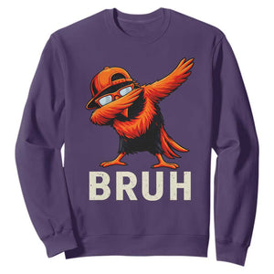 Funny Dabbing Oriole Bird Bruh Sweatshirt Cool Game Day Sports Fan TS02 Purple Print Your Wear