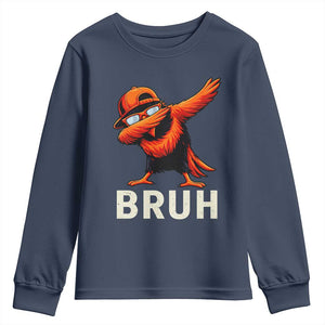 Funny Dabbing Oriole Bird Bruh Youth Sweatshirt Cool Game Day Sports Fan TS02 Navy Print Your Wear