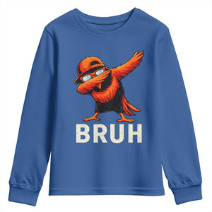 Funny Dabbing Oriole Bird Bruh Youth Sweatshirt Cool Game Day Sports Fan TS02 Royal Blue Print Your Wear