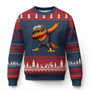 Fierce Oriole Spirit Graphic Ugly Christmas Sweater Cool Game Day Sports Fan TS02 Navy Red Print Your Wear