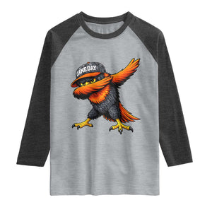 Fierce Oriole Spirit Graphic Raglan Shirt Cool Game Day Sports Fan TS02 Heather Gray Heather Charcoal Print Your Wear