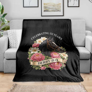 Celebrating 152 Years Derby Day Floral Throw Blanket Horse Racing Pink Peony White Lily Equestrian 152nd Anniversary TS02 Print Your Wear