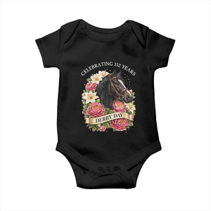 Celebrating 152 Years Derby Day Floral Baby Onesie Horse Racing Pink Peony White Lily Equestrian 152nd Anniversary TS02 Black Print Your Wear