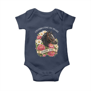 Celebrating 152 Years Derby Day Floral Baby Onesie Horse Racing Pink Peony White Lily Equestrian 152nd Anniversary TS02 Navy Print Your Wear