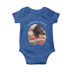 Celebrating 152 Years Derby Day Floral Baby Onesie Horse Racing Pink Peony White Lily Equestrian 152nd Anniversary TS02 Royal Blue Print Your Wear