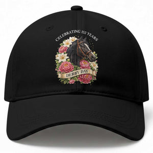Celebrating 152 Years Derby Day Floral Baseball Cap Horse Racing Pink Peony White Lily Equestrian 152nd Anniversary