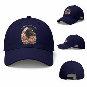 Celebrating 152 Years Derby Day Floral Baseball Cap Horse Racing Pink Peony White Lily Equestrian 152nd Anniversary