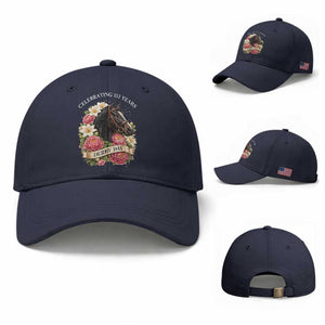 Celebrating 152 Years Derby Day Floral Baseball Cap Horse Racing Pink Peony White Lily Equestrian 152nd Anniversary