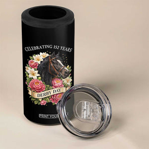 Celebrating 152 Years Derby Day Floral 4 in 1 Can Cooler Tumbler Horse Racing Pink Peony White Lily Equestrian 152nd Anniversary TS02 Print Your Wear