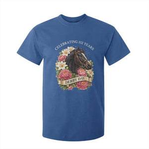 Celebrating 152 Years Derby Day Floral T Shirt For Kid Horse Racing Pink Peony White Lily Equestrian 152nd Anniversary TS02 Royal Blue Print Your Wear