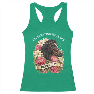 Celebrating 152 Years Derby Day Floral Racerback Tank Top Horse Racing Pink Peony White Lily Equestrian 152nd Anniversary TS02 Irish Green Print Your Wear
