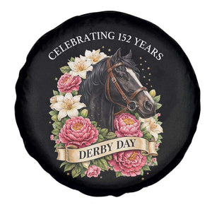 Celebrating 152 Years Derby Day Floral Spare Tire Cover Horse Racing Pink Peony White Lily Equestrian 152nd Anniversary TS02 Print Your Wear
