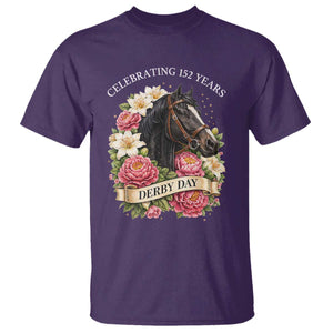 Celebrating 152 Years Derby Day Floral T Shirt Horse Racing Pink Peony White Lily Equestrian 152nd Anniversary TS02 Purple Print Your Wear