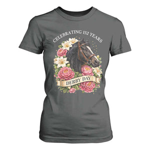Celebrating 152 Years Derby Day Floral T Shirt For Women Horse Racing Pink Peony White Lily Equestrian 152nd Anniversary TS02 Dark Heather Print Your Wear