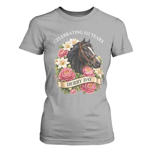 Celebrating 152 Years Derby Day Floral T Shirt For Women Horse Racing Pink Peony White Lily Equestrian 152nd Anniversary TS02 Sport Gray Print Your Wear