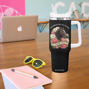 Celebrating 152 Years Derby Day Floral Tumbler With Handle Horse Racing Pink Peony White Lily Equestrian 152nd Anniversary TS02 Print Your Wear