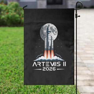 Lunar Journey 2026 Retro Rocket Launch Garden Flag Space Exploration Astronomy Enthusiasts Sci-Fi Lovers TS02 Print Your Wear