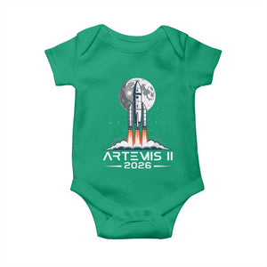 Lunar Journey 2026 Retro Rocket Launch Baby Onesie Space Exploration Astronomy Enthusiasts Sci-Fi Lovers TS02 Irish Green Print Your Wear