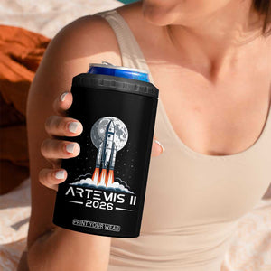 Lunar Journey 2026 Retro Rocket Launch 4 in 1 Can Cooler Tumbler Space Exploration Astronomy Enthusiasts Sci-Fi Lovers TS02 Print Your Wear