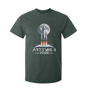 Lunar Journey 2026 Retro Rocket Launch T Shirt For Kid Space Exploration Astronomy Enthusiasts Sci-Fi Lovers TS02 Dark Forest Green Print Your Wear