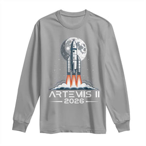 Lunar Journey 2026 Retro Rocket Launch Long Sleeve Shirt Space Exploration Astronomy Enthusiasts Sci-Fi Lovers TS02 Sport Gray Print Your Wear
