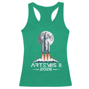 Lunar Journey 2026 Retro Rocket Launch Racerback Tank Top Space Exploration Astronomy Enthusiasts Sci-Fi Lovers TS02 Irish Green Print Your Wear