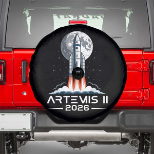 Lunar Journey 2026 Retro Rocket Launch Spare Tire Cover Space Exploration Astronomy Enthusiasts Sci-Fi Lovers TS02 Black Print Your Wear