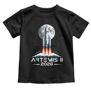 Lunar Journey 2026 Retro Rocket Launch Toddler T Shirt Space Exploration Astronomy Enthusiasts Sci-Fi Lovers TS02 Black Print Your Wear