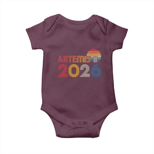 2026 Lunar Mission Retro Sunset Baby Onesie Vintage Space Exploration Astronomy Enthusiasts Sci-Fi Lovers TS02 Maroon Print Your Wear