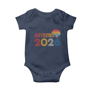 2026 Lunar Mission Retro Sunset Baby Onesie Vintage Space Exploration Astronomy Enthusiasts Sci-Fi Lovers TS02 Navy Print Your Wear