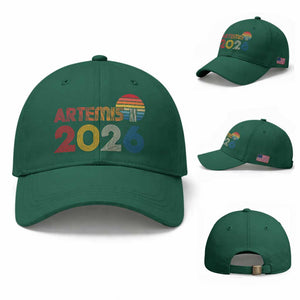 2026 Lunar Mission Retro Sunset Baseball Cap Vintage Space Exploration Astronomy Enthusiasts Sci-Fi Lovers TS02 Baseball Cap Universal Fit Irish Green Print Your Wear