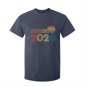 2026 Lunar Mission Retro Sunset T Shirt For Kid Vintage Space Exploration Astronomy Enthusiasts Sci-Fi Lovers TS02 Navy Print Your Wear