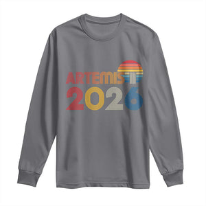 2026 Lunar Mission Retro Sunset Long Sleeve Shirt Vintage Space Exploration Astronomy Enthusiasts Sci-Fi Lovers TS02 Charcoal Print Your Wear