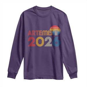 2026 Lunar Mission Retro Sunset Long Sleeve Shirt Vintage Space Exploration Astronomy Enthusiasts Sci-Fi Lovers TS02 Purple Print Your Wear
