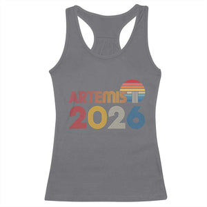 2026 Lunar Mission Retro Sunset Racerback Tank Top Vintage Space Exploration Astronomy Enthusiasts Sci-Fi Lovers TS02 Charcoal Print Your Wear