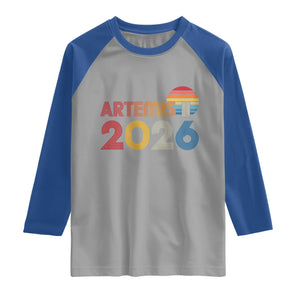 2026 Lunar Mission Retro Sunset Raglan Shirt Vintage Space Exploration Astronomy Enthusiasts Sci-Fi Lovers TS02 Sport Gray Royal Print Your Wear