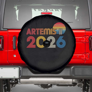 2026 Lunar Mission Retro Sunset Spare Tire Cover Vintage Space Exploration Astronomy Enthusiasts Sci-Fi Lovers TS02 Black Print Your Wear